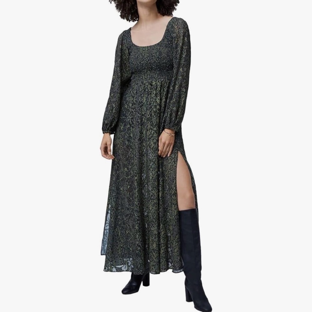 French Connection Womens Whimsygoth Long Sleeve Animal Snake Printed Dress 10